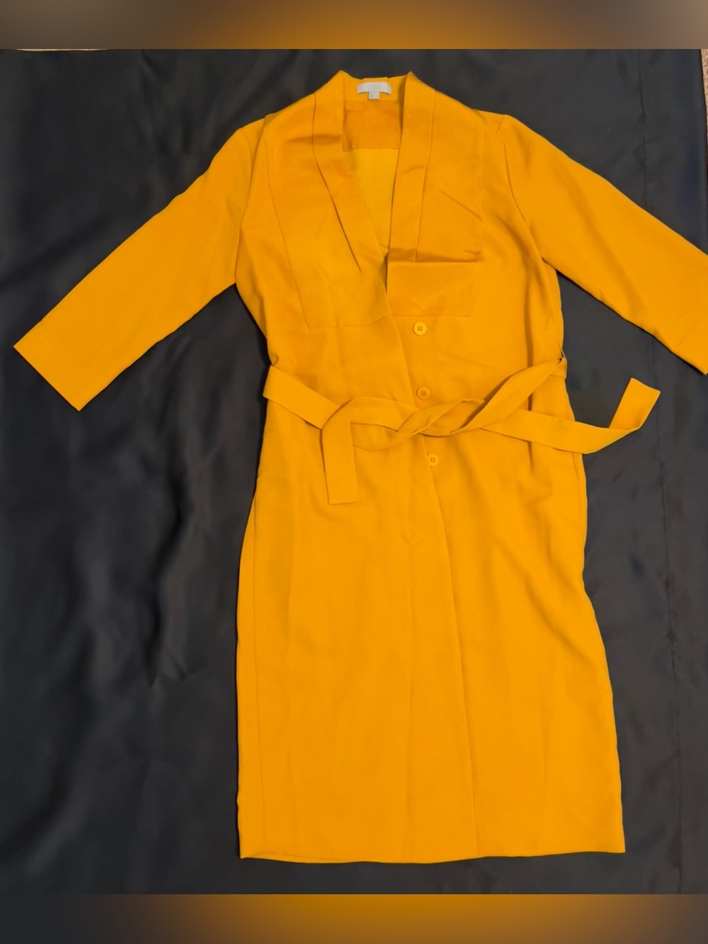 COS Mustard Wrap Midi Dress